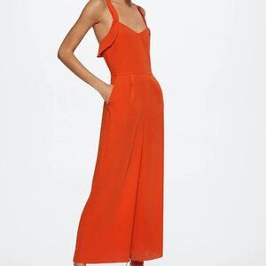 MANGO Crisscross strap jumpsuit - Red - Size M